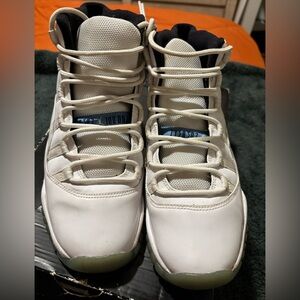 Air Jordan 11 Retro White High-Top Sneakers.  Big kid youth.
